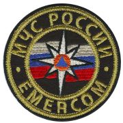 Нашивка на рукав МЧС России Emercom диам 75 мм вышивка шелк
