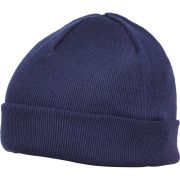 Шапка вязаная с флисовой подкладкой арт. 217 синяя